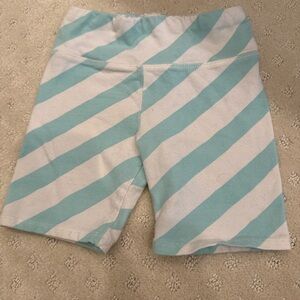 Barbie Girls 5T Aqua White Striped Biker Shorts Summer Play Outfit